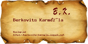 Berkovits Karméla névjegykártya
